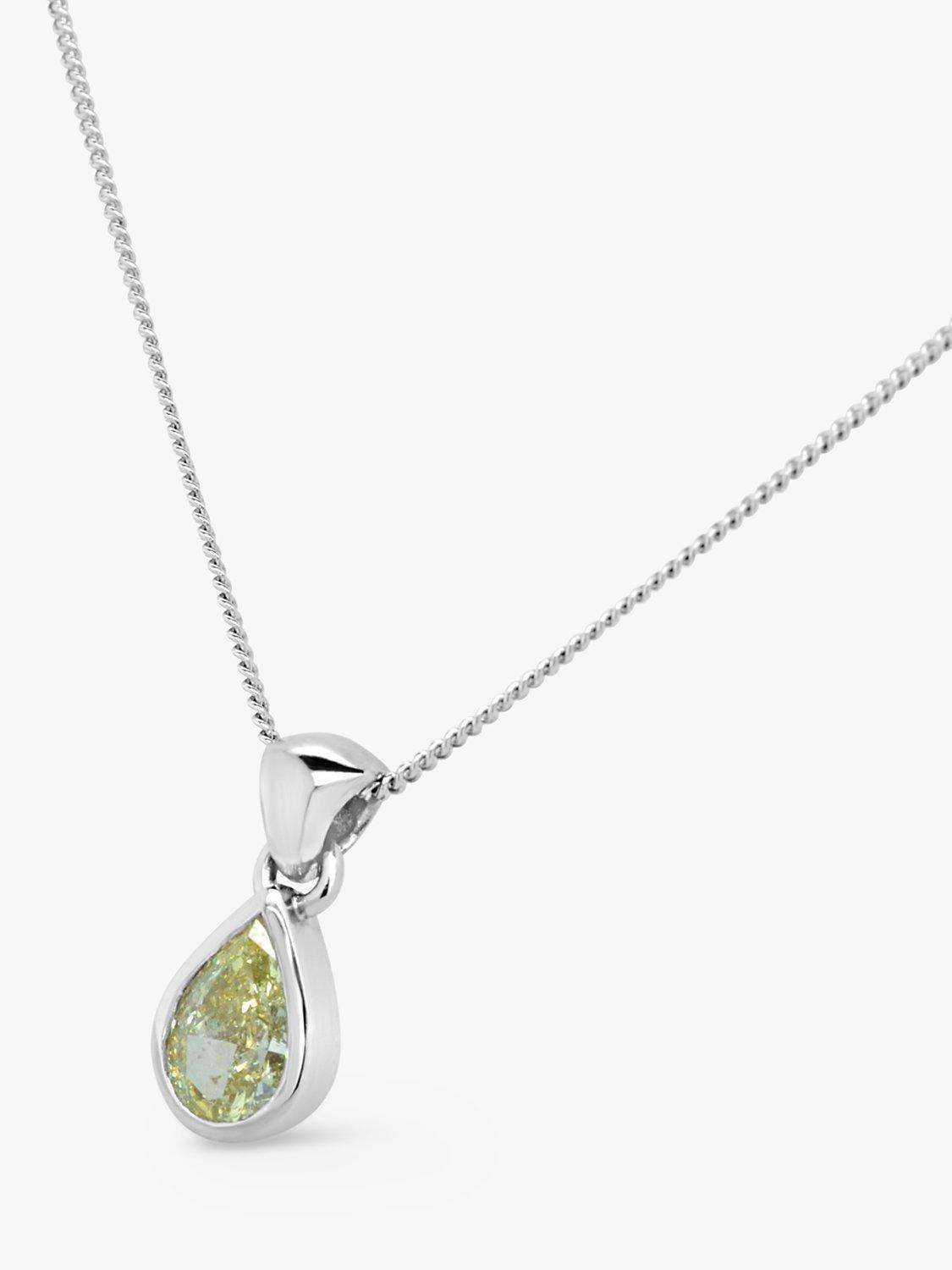 Product image 2 of 3, which shows Milton & Humble Jewellery Pre-Loved 18ct White Gold Diamond Pear Pendant Necklace