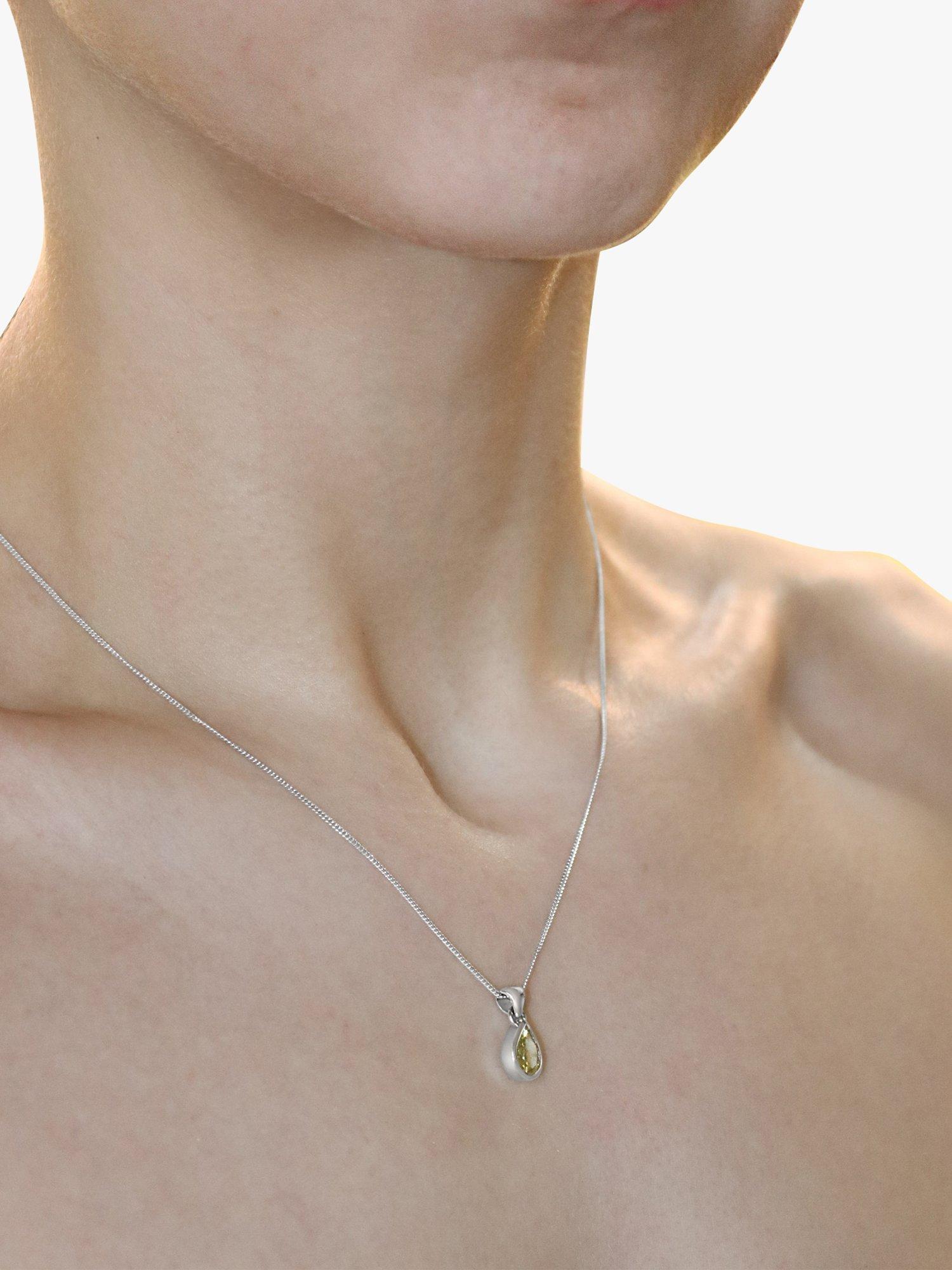 Product image 3 of 3, which shows Milton & Humble Jewellery Pre-Loved 18ct White Gold Diamond Pear Pendant Necklace