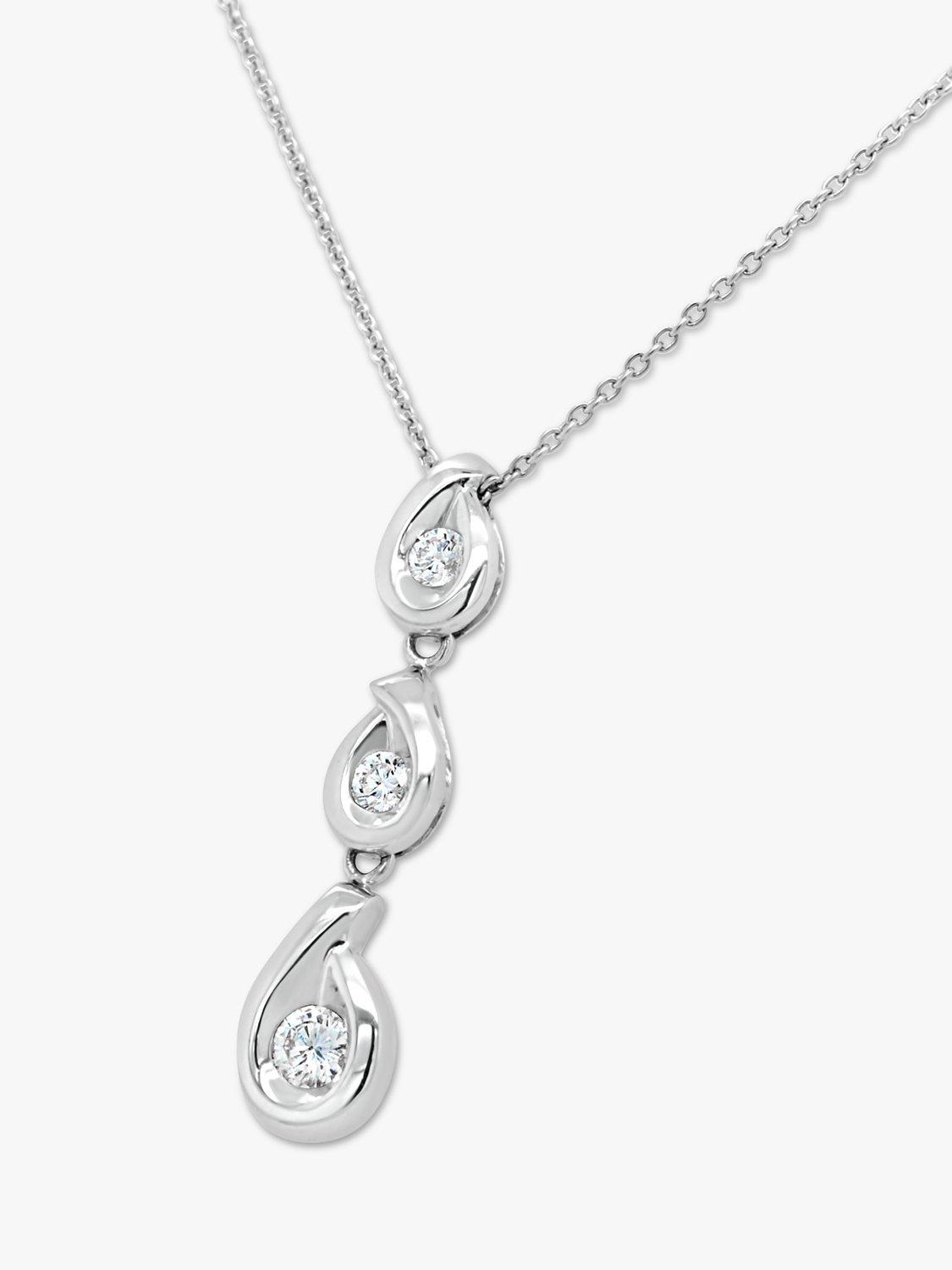 Product image 1 of 3, which shows Milton & Humble Jewellery Pre-Loved Platinum Diamond Drop Pendant Necklace, Dated Edinburgh 2001