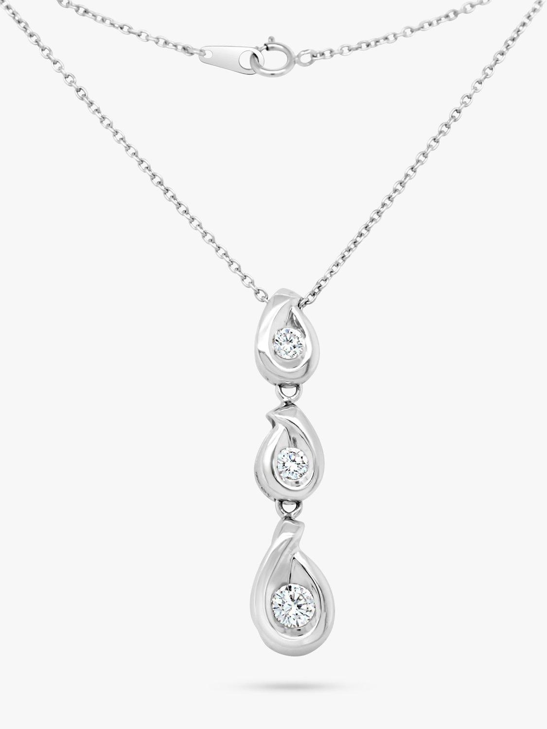 Product image 2 of 3, which shows Milton & Humble Jewellery Pre-Loved Platinum Diamond Drop Pendant Necklace, Dated Edinburgh 2001