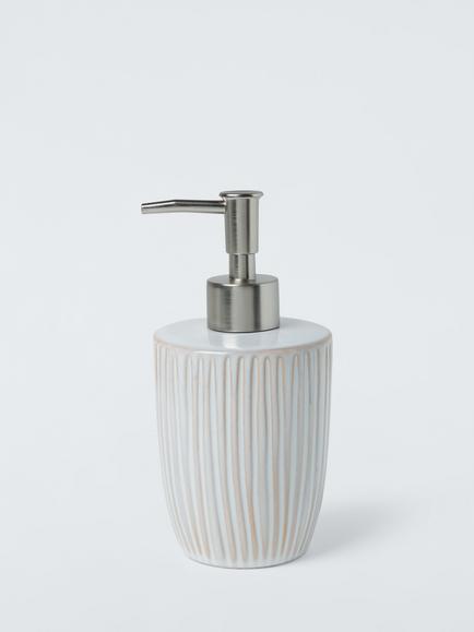 John Lewis Glazed Ribbed Soap Dispenser, Grey, 