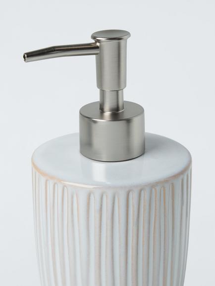 John Lewis Glazed Ribbed Soap Dispenser, Grey - view 2, 