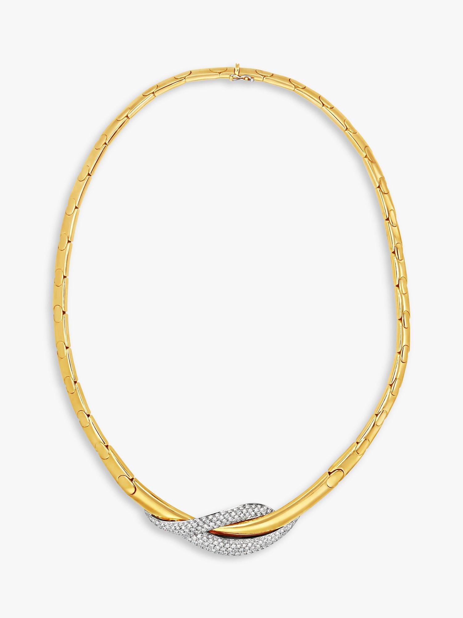 Product image 2 of 5, which shows Milton & Humble Jewellery Pre-Loved Wempe 18ct Gold Pave Diamond Collarette Necklace, Gold