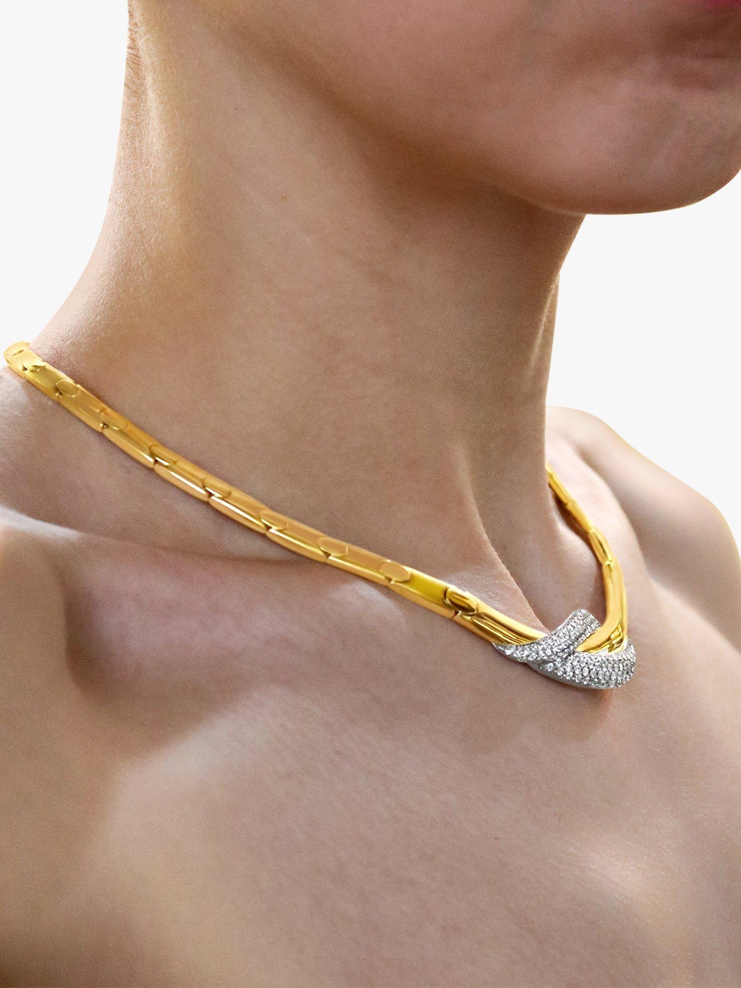 Product image 5 of 5, which shows Milton & Humble Jewellery Pre-Loved Wempe 18ct Gold Pave Diamond Collarette Necklace, Gold