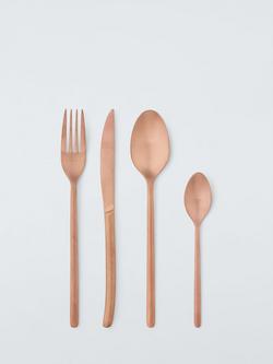 John Lewis Stainless Steel Copper Cutlery Set, 16 Piece/4 Place Settings, 