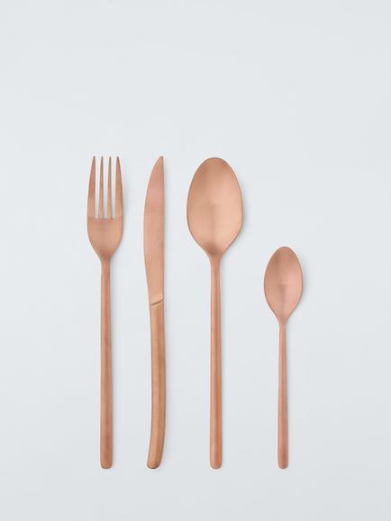 John Lewis Stainless Steel Copper Cutlery Set, 16 Piece/4 Place Settings, 