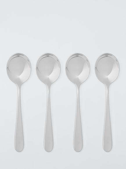 John Lewis Luna Stainless Steel Soup Spoons, Set of 4, 
