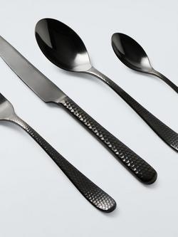 John Lewis Hammered Handle Cutlery Set, 4 Piece/1 Place Setting, Gunmetal - view 2, 