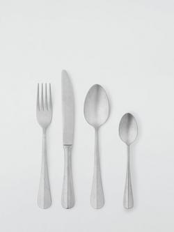 John Lewis Farmhouse Stonewash Stainless Steel Cutlery Set, 4 Piece/1 Place Setting, 