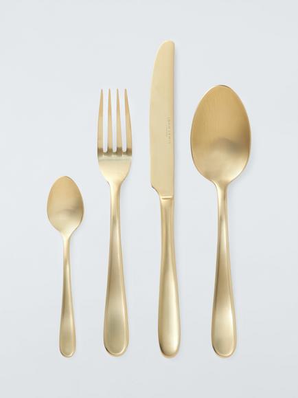 John Lewis Stainless Steel Cutlery Set, 4 Piece/1 Place Setting, Champagne, 