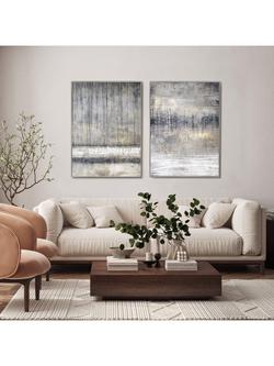 John Lewis Sabrina Roscino 'Torrent' Abstract Framed Canvas, Set of 2, 120 x 90cm, Grey/Gold - view 2, Grey/Gold