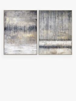John Lewis Sabrina Roscino 'Torrent' Abstract Framed Canvas, Set of 2, 120 x 90cm, Grey/Gold, Grey/Gold