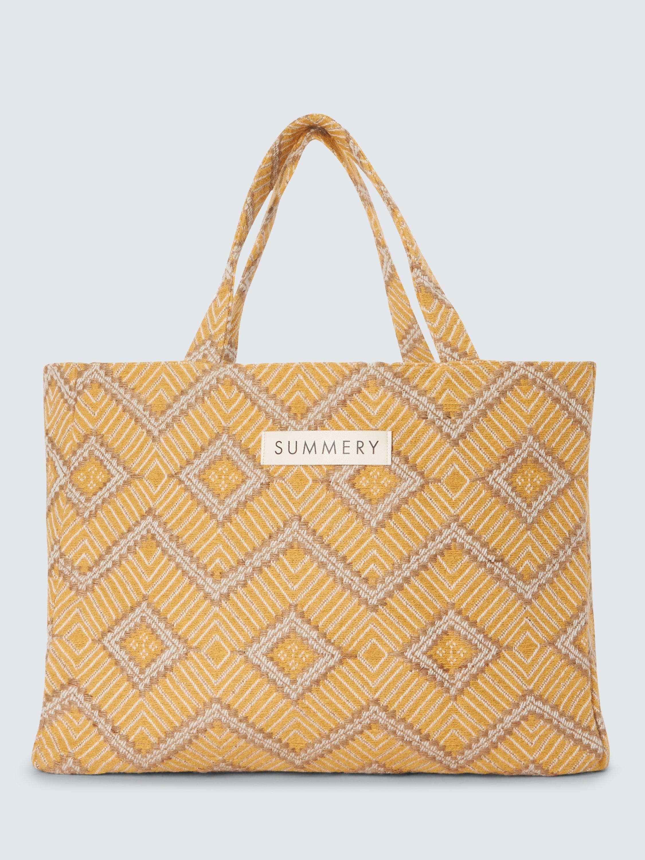 SUMMERY Copenhagen Babeth Geometric Print Tote Bag, Banana