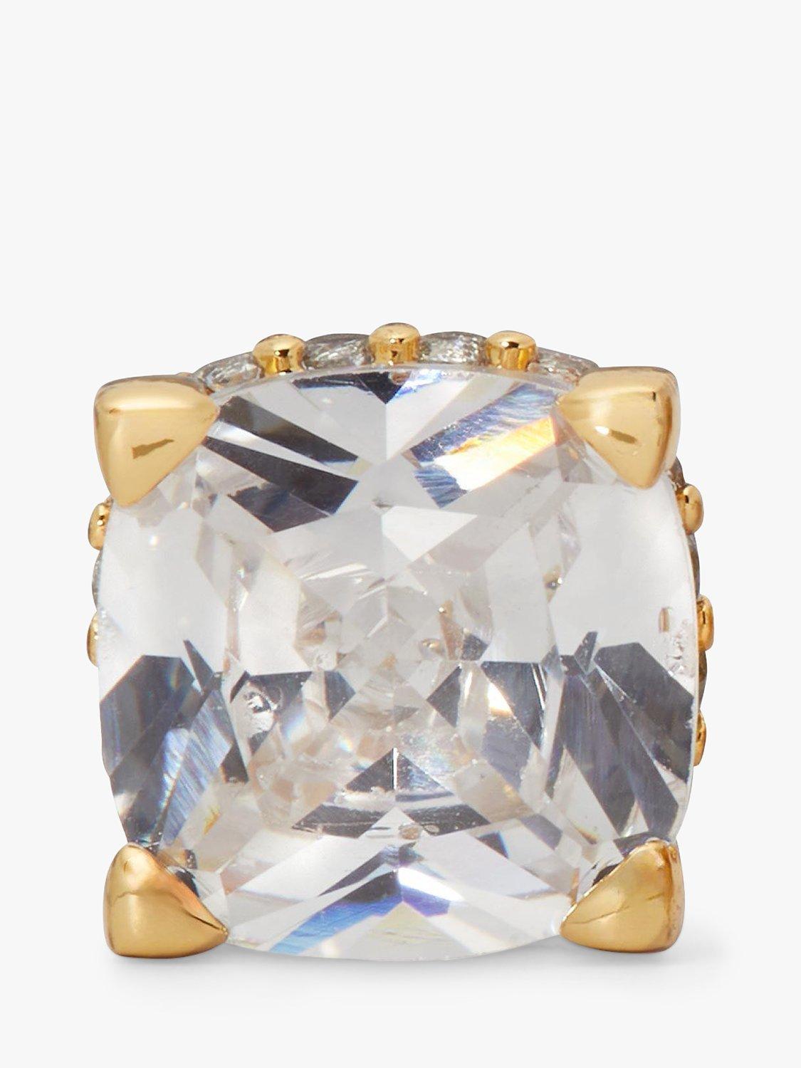 Product image 2 of 4, which shows kate spade new york Little Luxuries Cubic Zirconia Square Stud Earrings, Gold/Clear