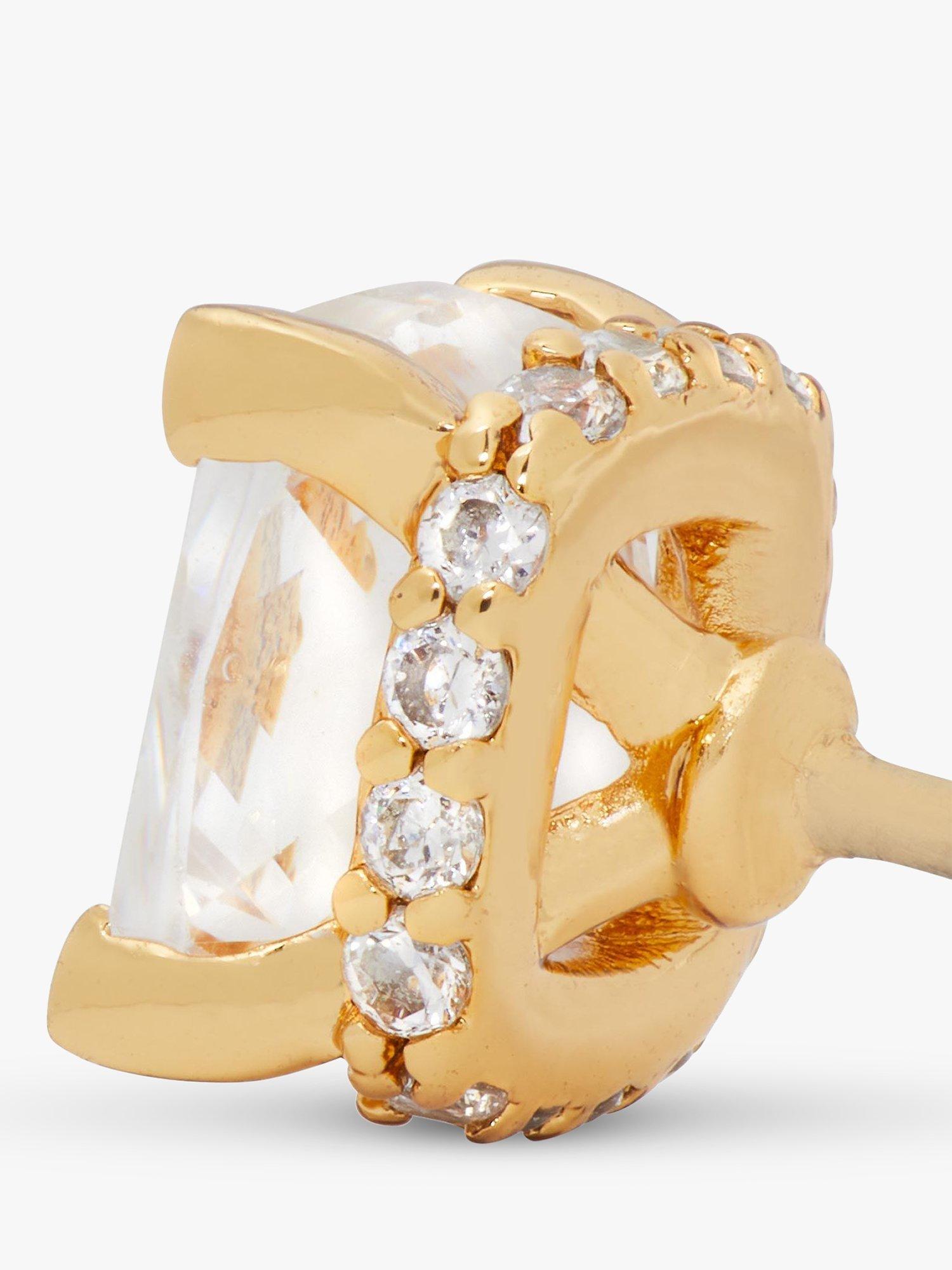 Product image 3 of 4, which shows kate spade new york Little Luxuries Cubic Zirconia Square Stud Earrings, Gold/Clear