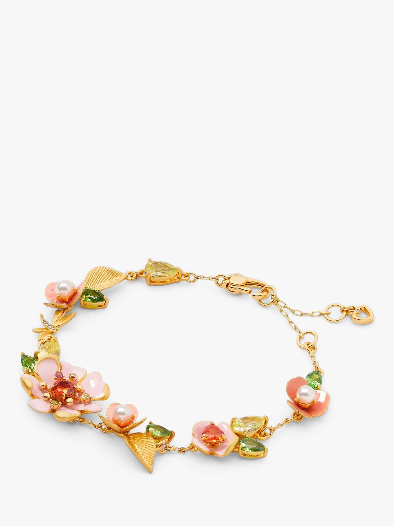 kate spade new york Bloom Enamel and Glass Pearl Bracelet, Gold