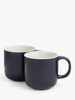 John Lewis Puritan Stoneware Mugs, Set of 2, 375ml, Indigo