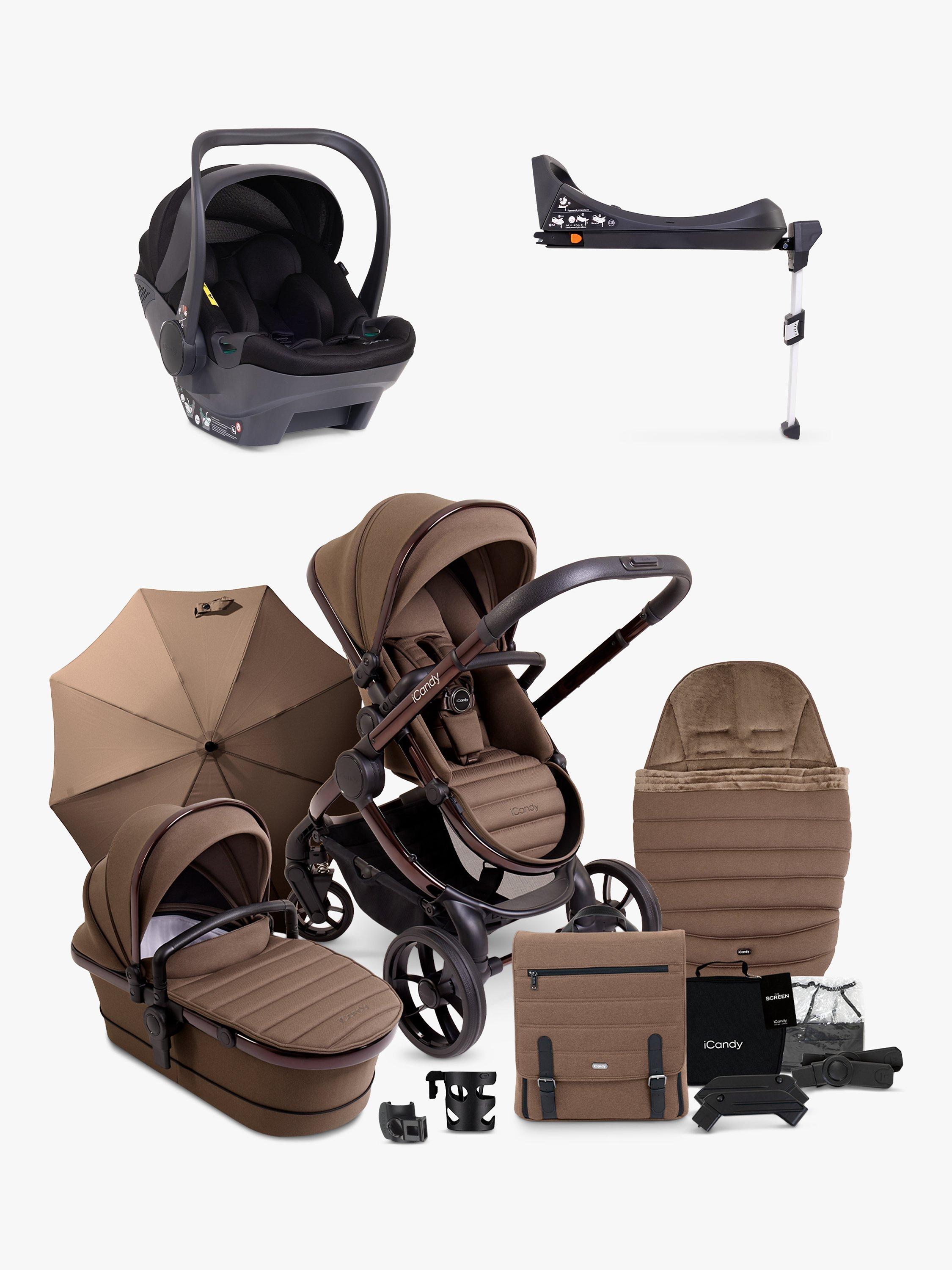 iCandy Peach 7 Pushchair Carrycot Accessories with Cocoon Car Seat and Base Travel Bundle Coco