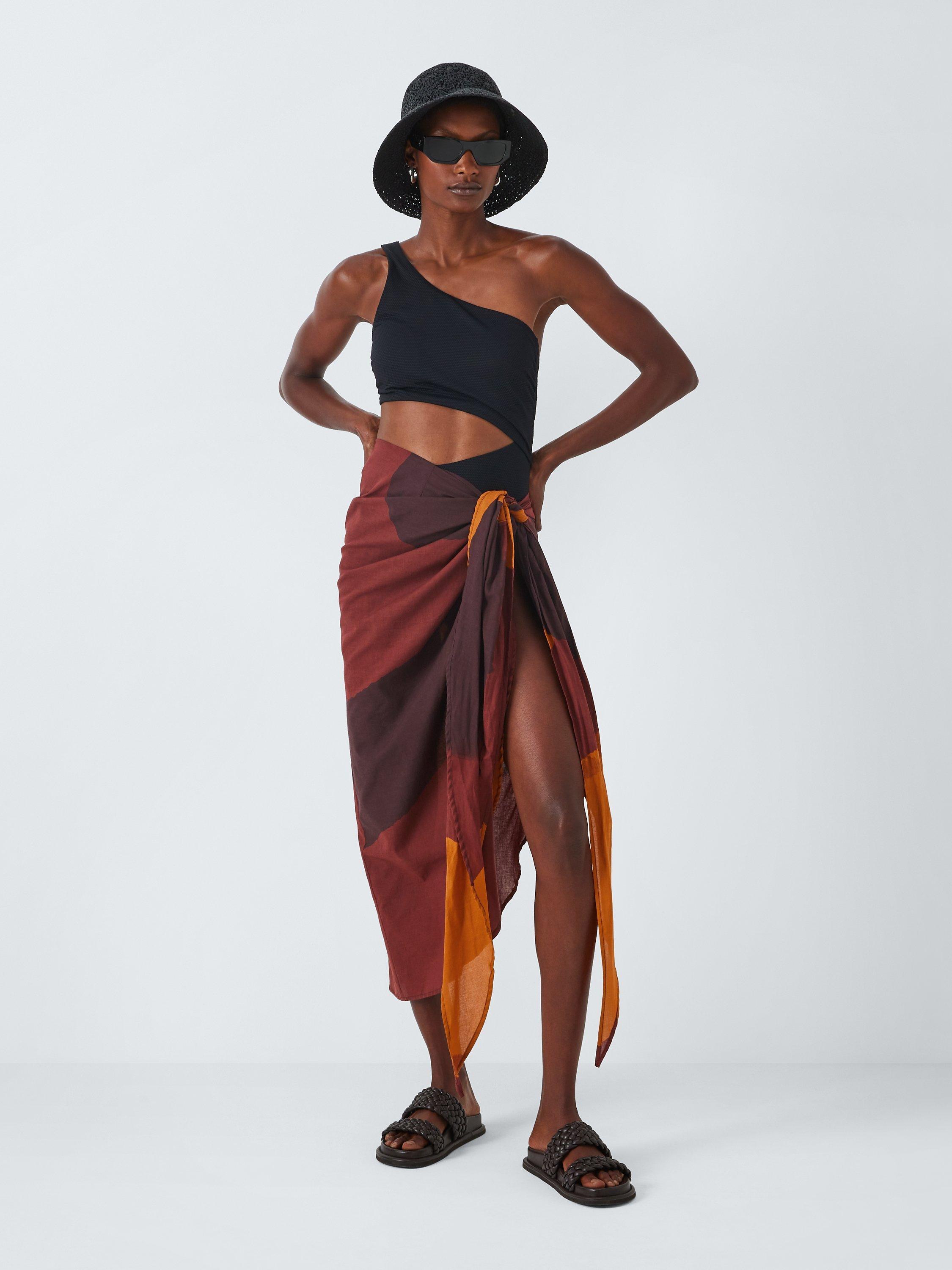 John Lewis Organic Cotton Abstract Print Sarong Rust