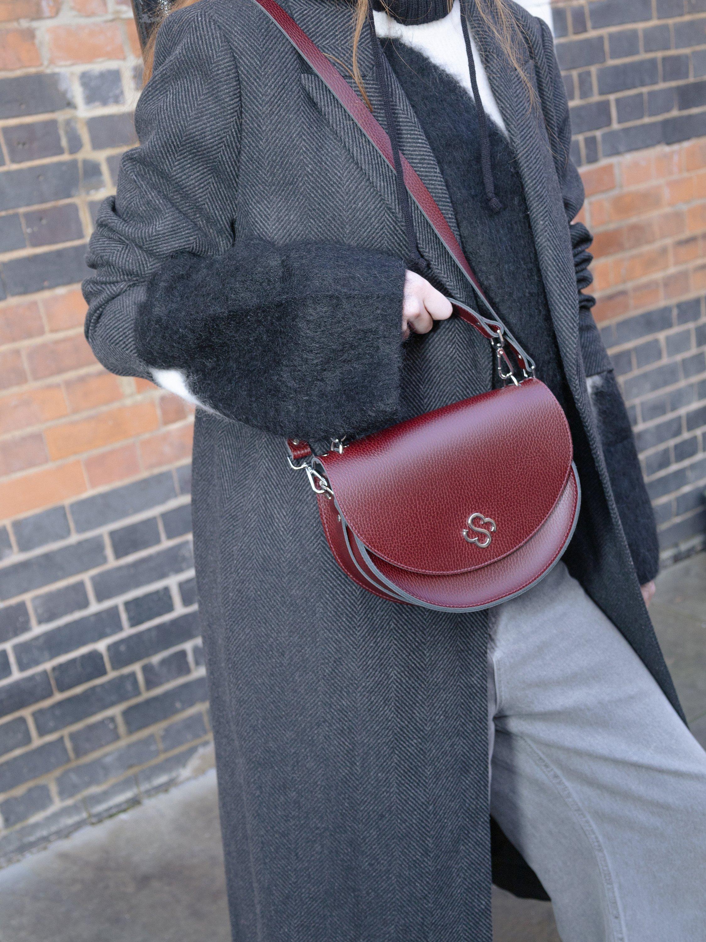 Product image 2 of 10, which shows Cambridge Satchel The Kate Leather Crossbody Bag, Oxblood Celtic Grain
