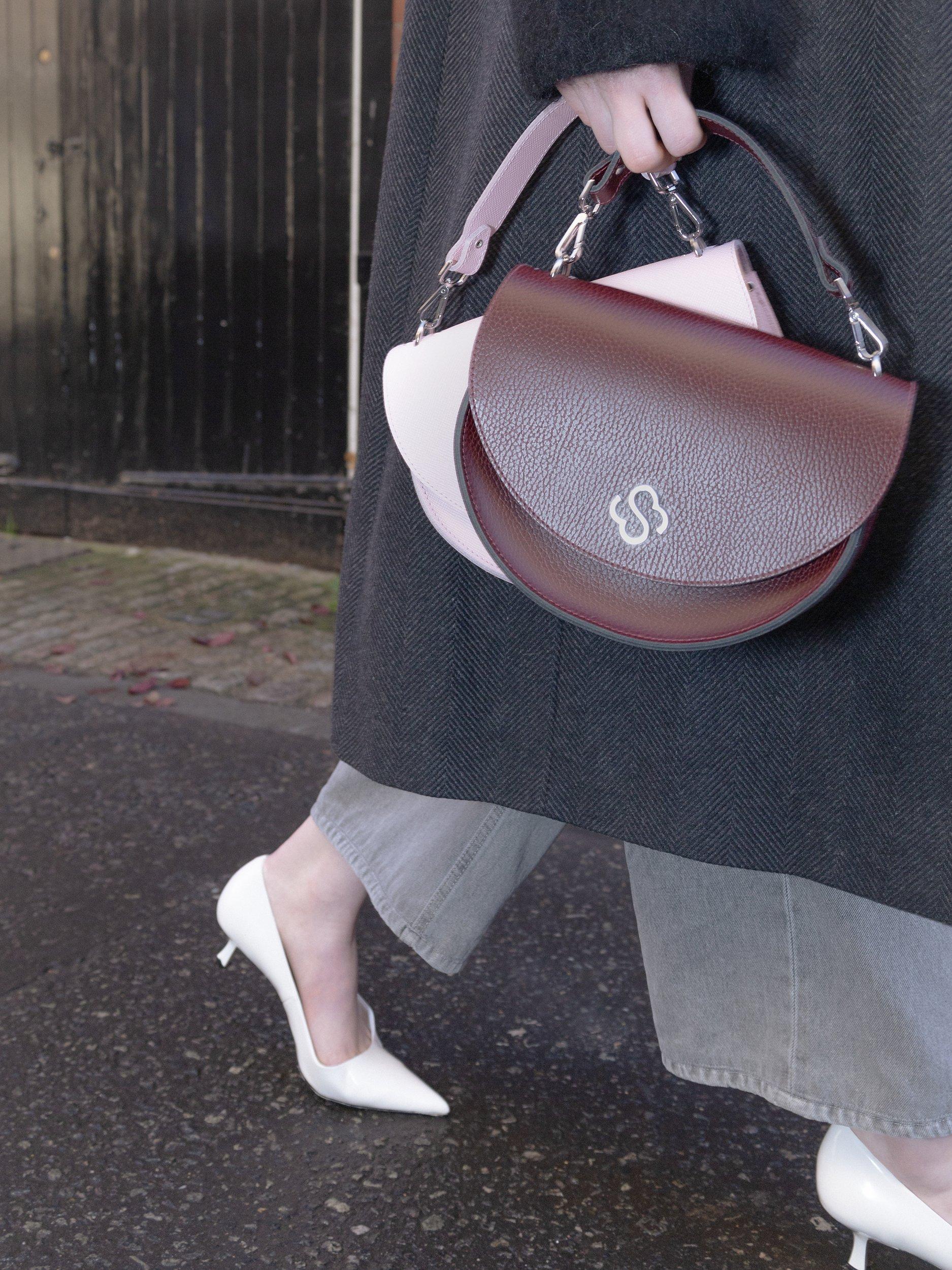Product image 10 of 10, which shows Cambridge Satchel The Kate Leather Crossbody Bag, Oxblood Celtic Grain