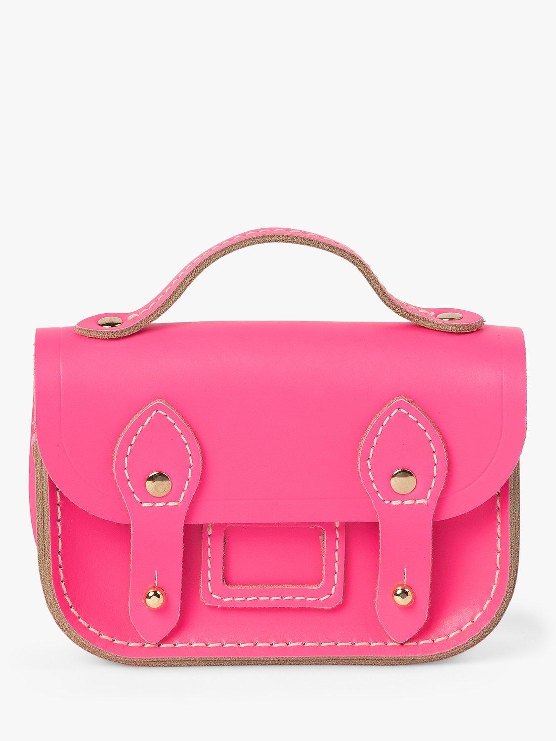 Product image 1 of 8, which shows Cambridge Satchel The Micro Satchel Leather Bag, Fluoro Pink