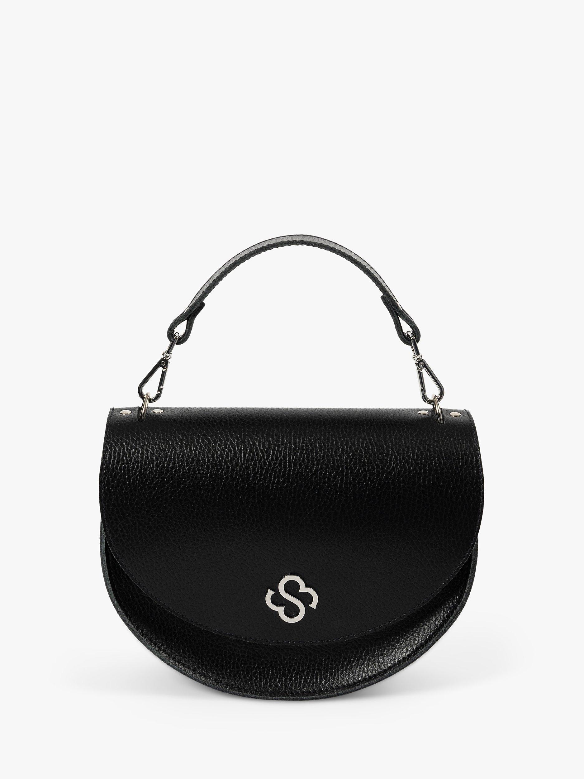 Product image 1 of 8, which shows Cambridge Satchel The Kate Leather Crossbody Bag, Black Celtic Grain
