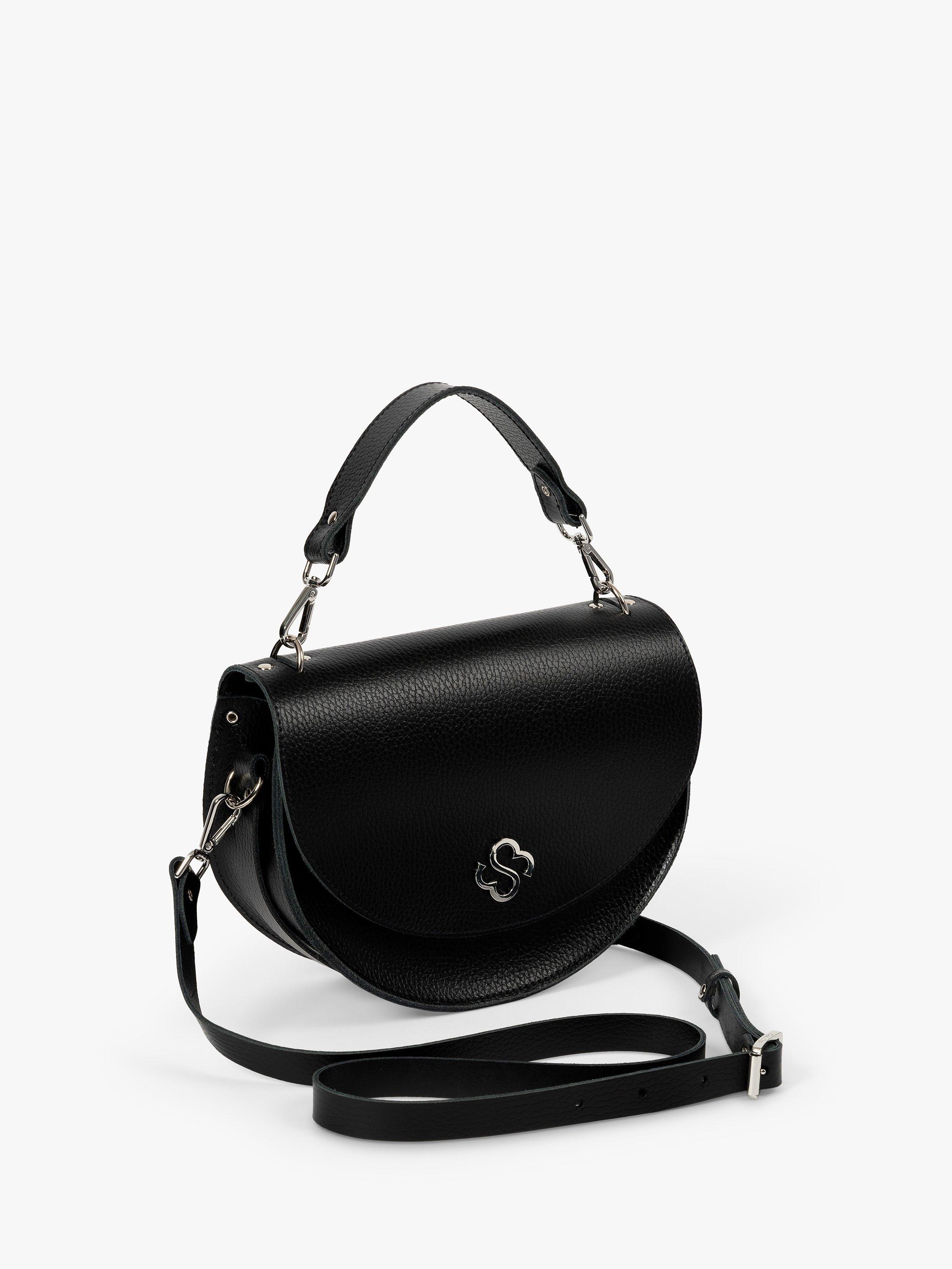 Product image 7 of 8, which shows Cambridge Satchel The Kate Leather Crossbody Bag, Black Celtic Grain