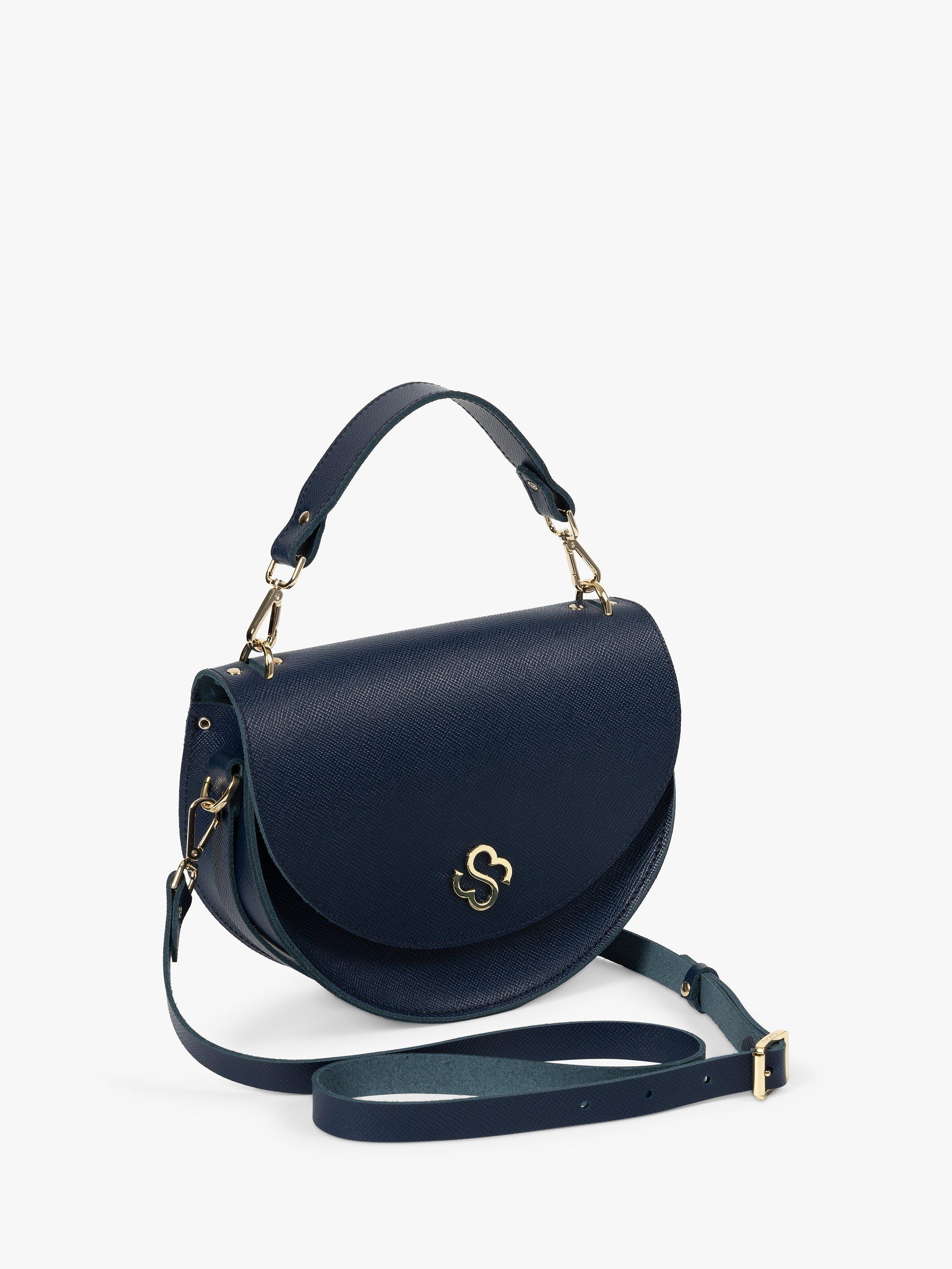 Product image 7 of 10, which shows Cambridge Satchel The Kate Leather Crossbody Bag, Blueberry Saffiano