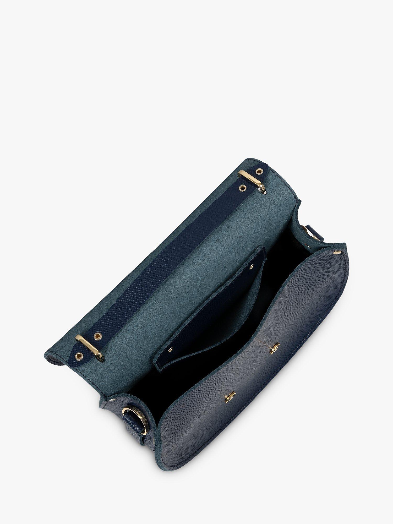 Product image 8 of 10, which shows Cambridge Satchel The Kate Leather Crossbody Bag, Blueberry Saffiano