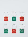 John Lewis Naughty or Nice Candy Cane Wine Charm, Set of 6, Multi