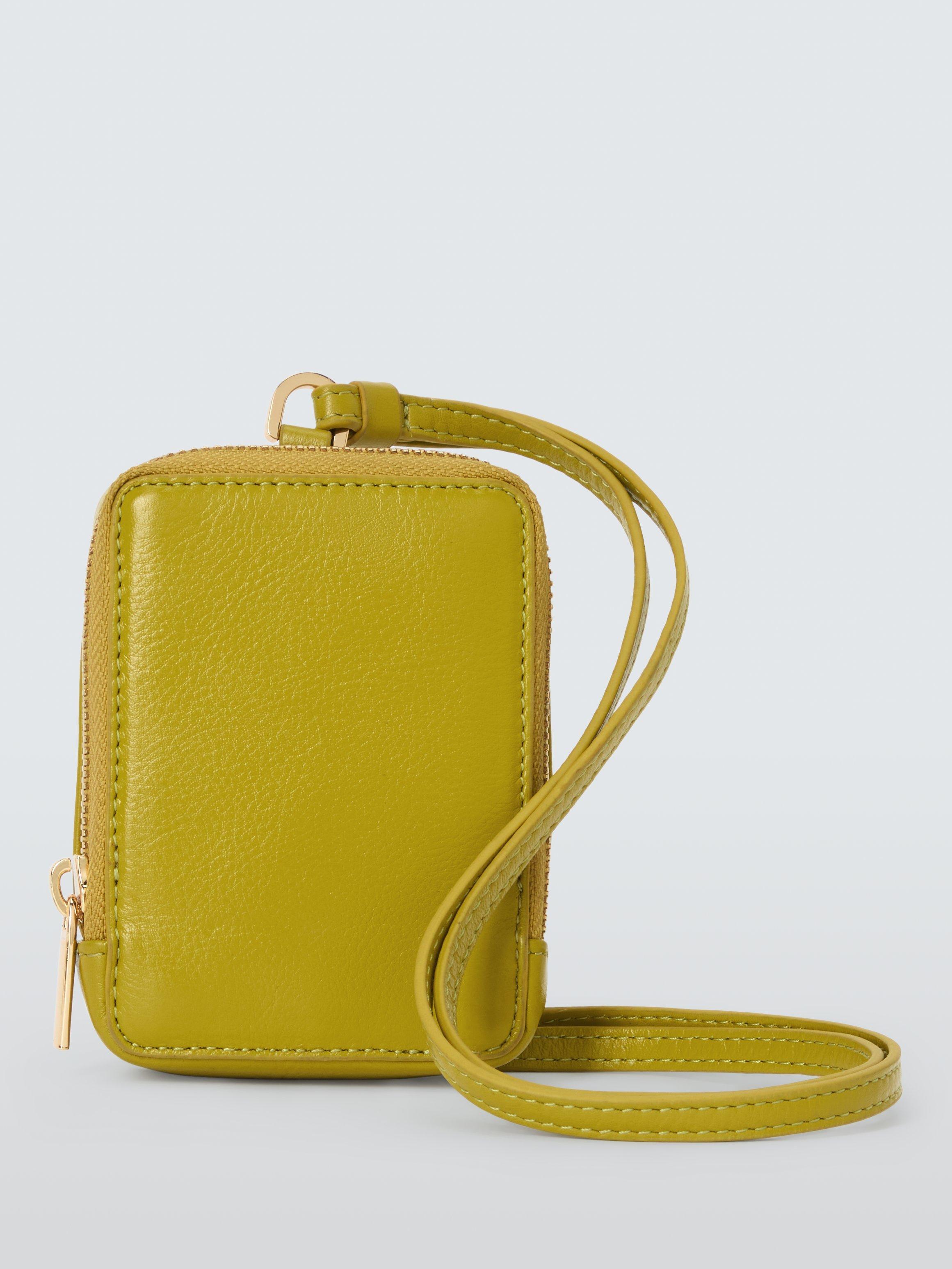 John Lewis Zipped Leather Lanyard Pouch, Green