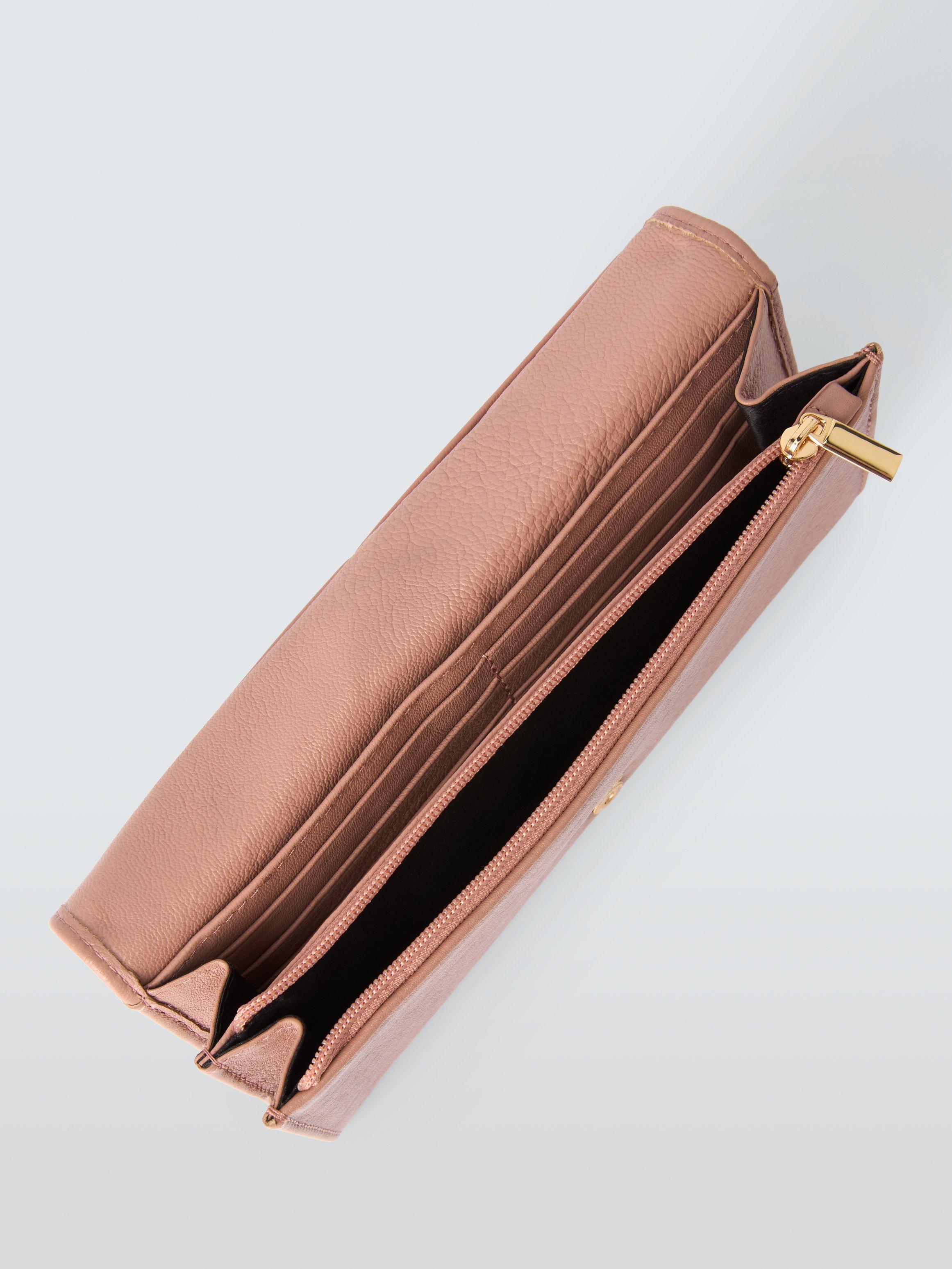 John Lewis Mason Leather Purse, Pale Pink