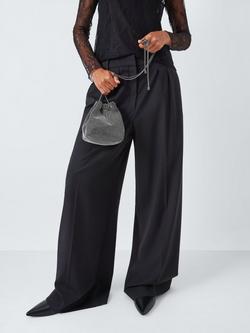 John Lewis Rhinestone Mesh Chain Clutch Bag - view 2, Black