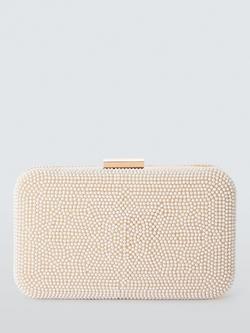 John Lewis Stella Embellished Chain Strap Clutch Bag, Pearl, Pearl