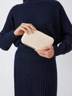 John Lewis Stella Embellished Chain Strap Clutch Bag, Pearl - view 2, Pearl