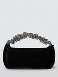 John Lewis Velvet Rhinestone Clutch Bag, Black