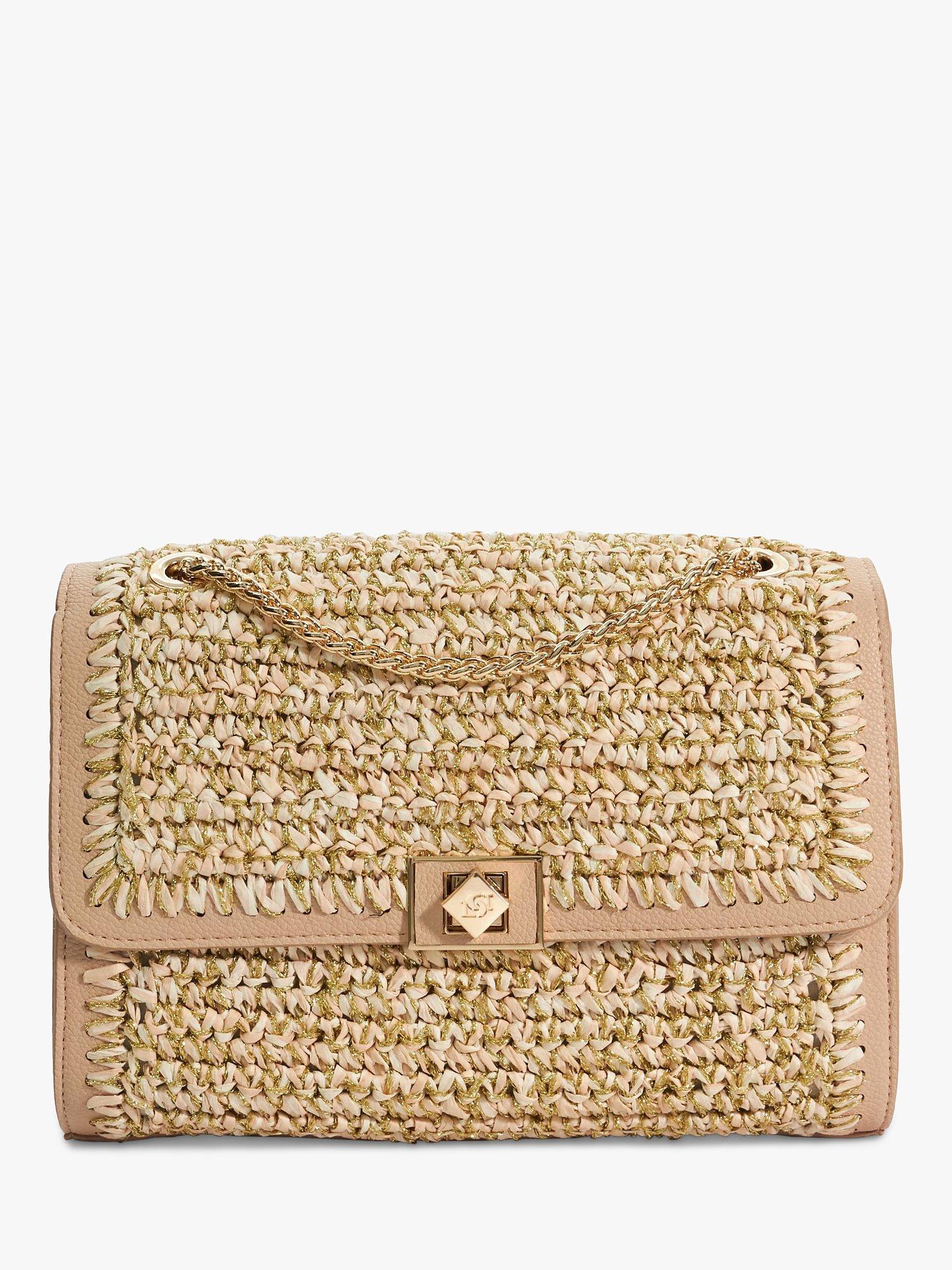 Product image 1 of 5, which shows Dune London Delphinium Woven Shoulder Bag, Natural