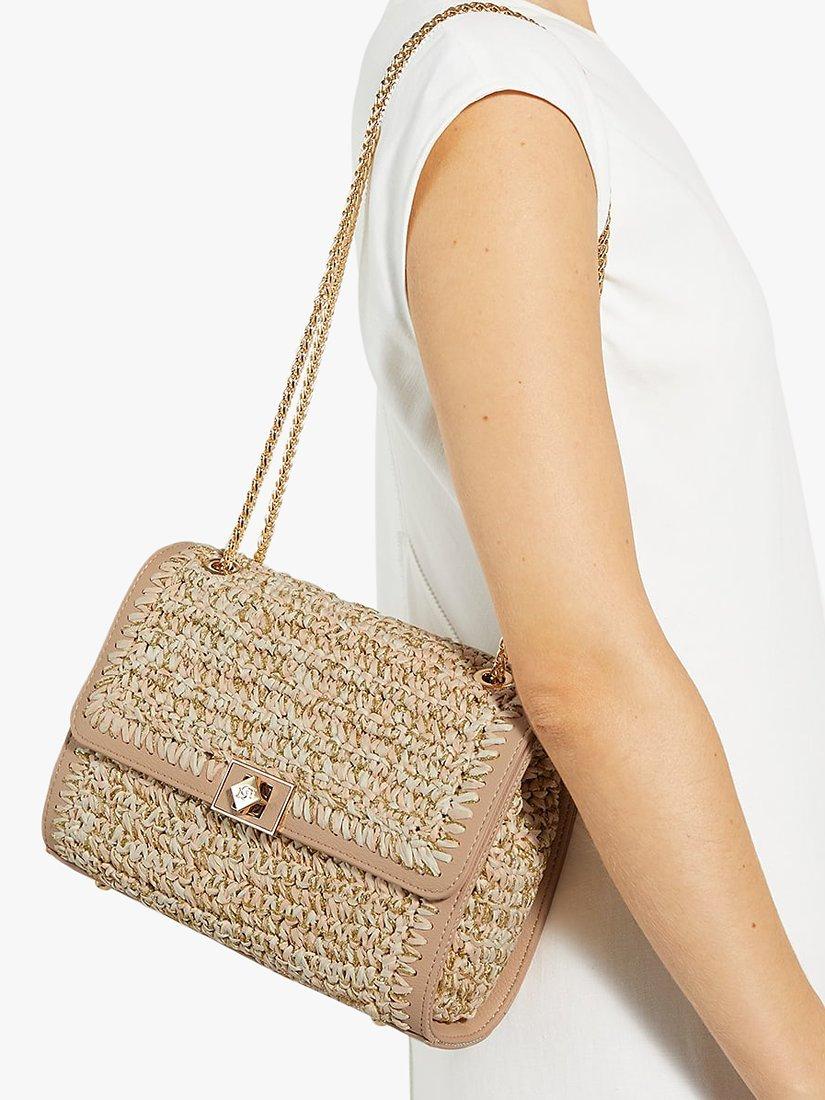 Product image 5 of 5, which shows Dune London Delphinium Woven Shoulder Bag, Natural