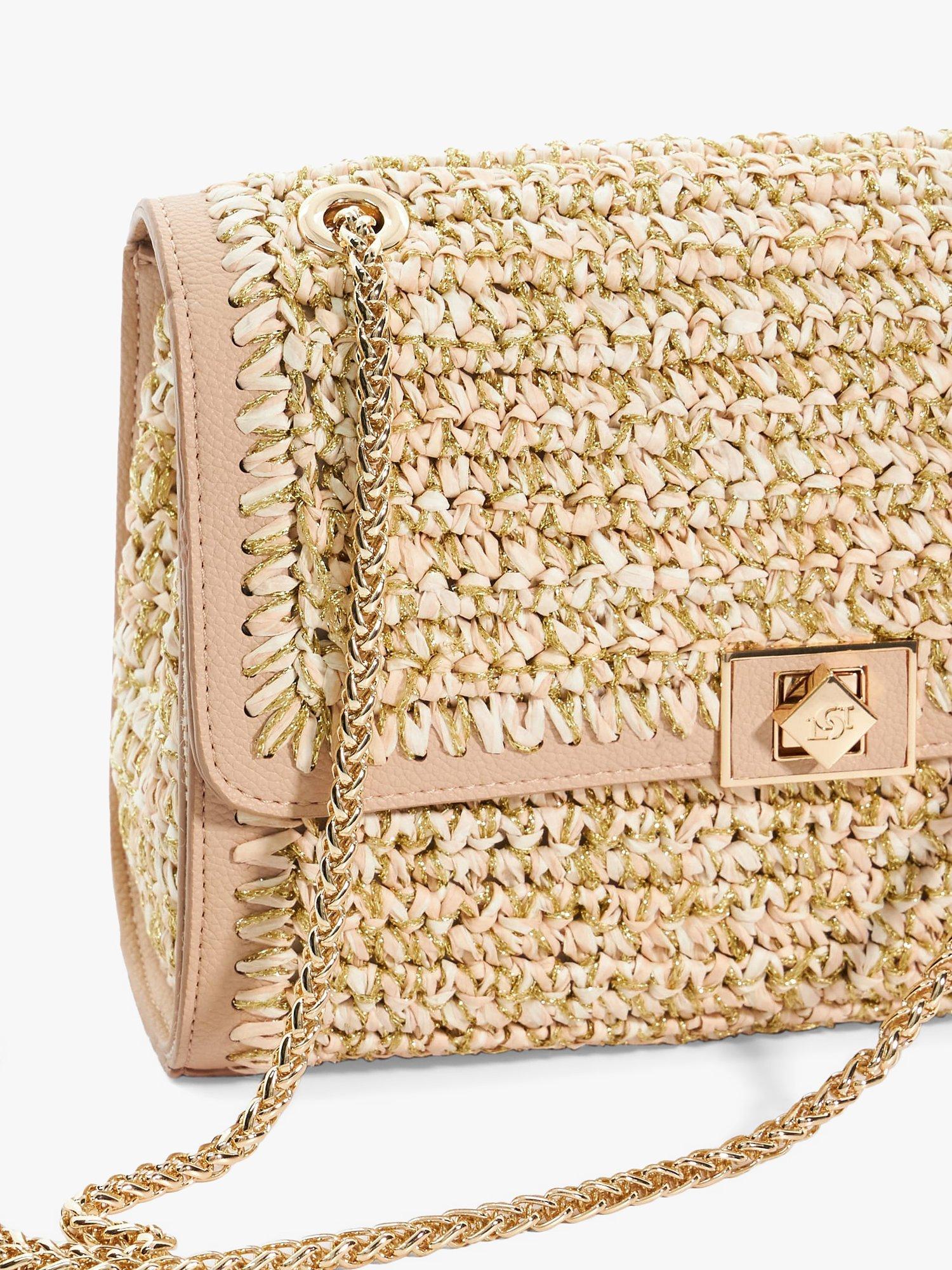 Dune Delphinium Woven Shoulder Bag, Natural