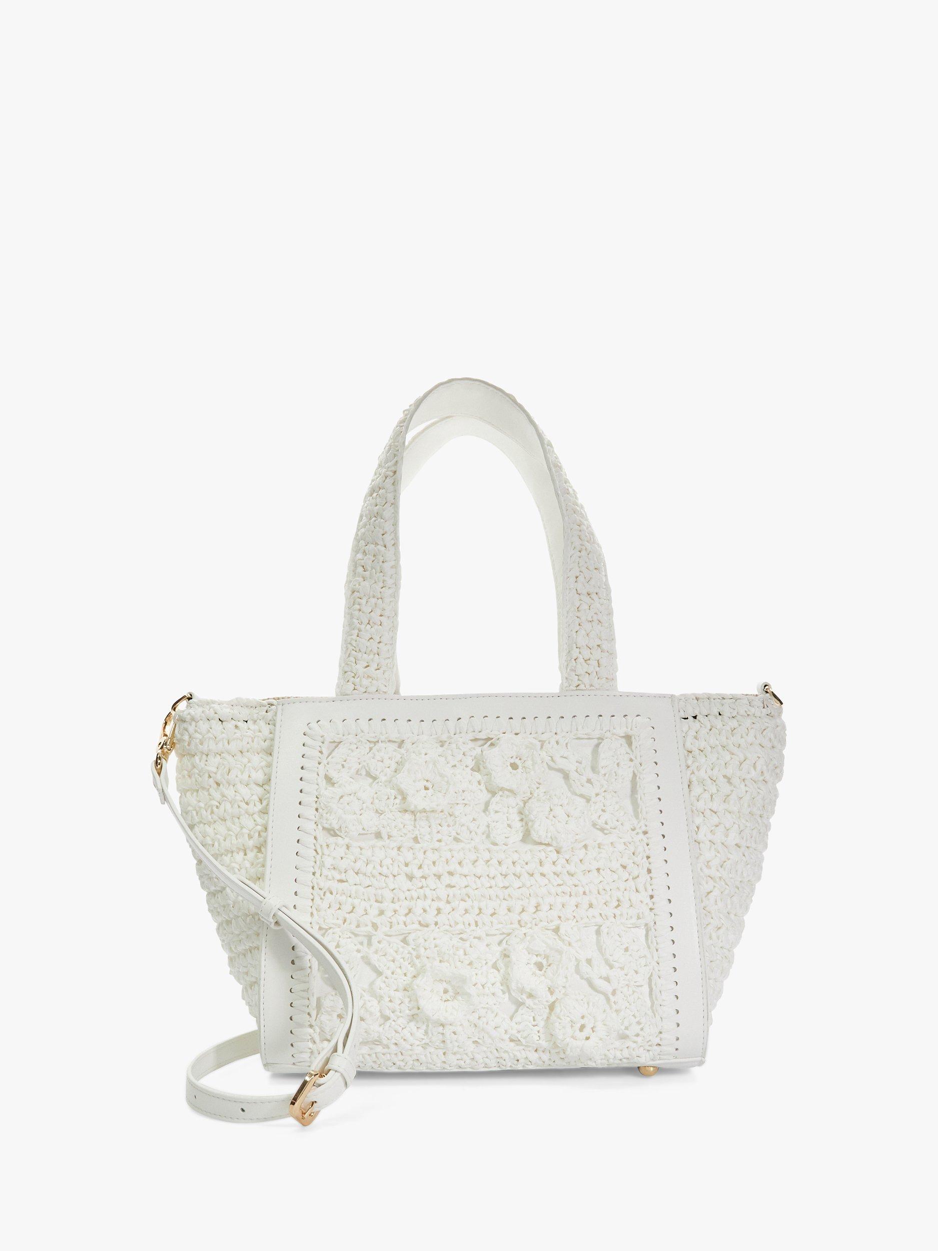 Dune Daisy Floral Applique Embellished Handbag White