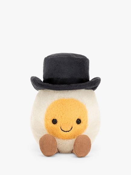 Jellycat Amuseables Boiled Egg Groom Soft Toy, White, White