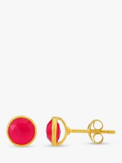 Auree Savanne Pink Chalcedony Stud Earrings, Gold, Gold