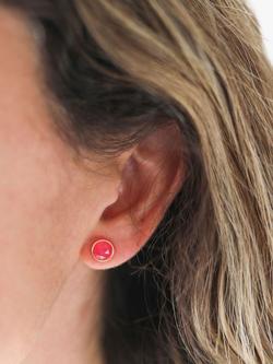 Auree Savanne Pink Chalcedony Stud Earrings, Gold - view 2, Gold