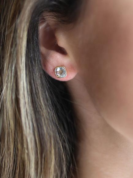 Auree Brooklyn Semi-Precious Gemstone Stud Earrings - view 2, Gold/Blue