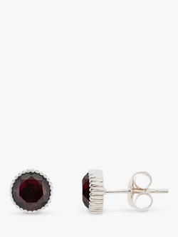 Auree Barcelona Birthstone Sterling Silver Stud Earrings, Garnet - January