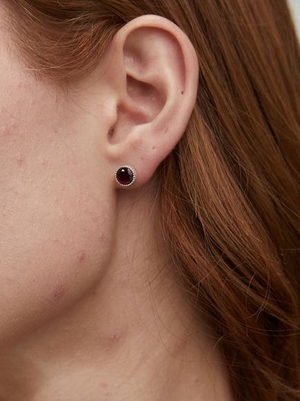 Auree Barcelona Birthstone Sterling Silver Stud Earrings - view 2, Garnet - January