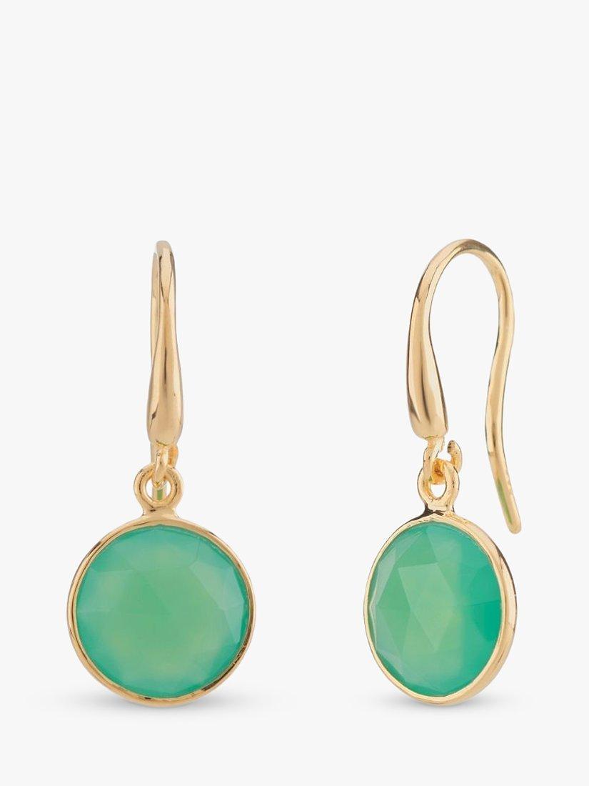 Product image 1 of 4, which shows Auree Antibes Chrysoprase Drop Earrings, Gold