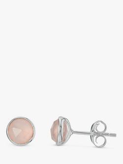Auree Savanne Pink Chalcedony Stud Earrings, Silver, Silver