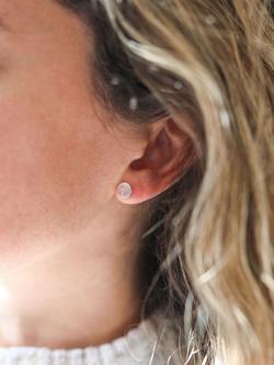 Auree Savanne Pink Chalcedony Stud Earrings, Silver - view 2, Silver